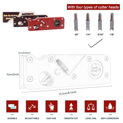 HOZOE Chamfer Plane for Wood,Woodworking Hand Planer for Quick Edge Planing and radian Corner Plane Trimming,Four siaeTypes of Cutter Heads,Woodworking Tools for Professional Woodworkers and Beginners