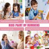 4 Pack Flower Paint by Number for Kids with Wooden Frame-Paint by Numbers for Kids Flowers Ages 4-8-12,Easy Paint with Numbers DIY Acrylic Oil Painting Kits for Home Wall Decor(8X8inch)