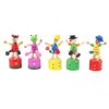 EXCEART 5pcs Wooden Push up Toy Finger Puppets Thumb Press Base Wooden Clown Puppets for Home Office Desk Decoration