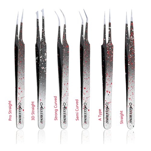 Alluring Ombre Black & Red Tweezers for Eyelash Extension for Volume Lashes Straight