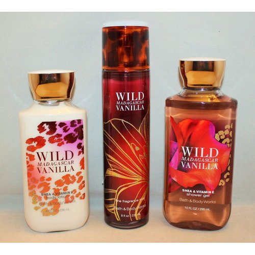 Bath & Body Works Wild Madagascar Vanilla Set, Body Lotion 8 Oz, Shower Gel 10 Oz & Fragrance Mist 8 Oz