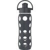 Lifefactory 22-Ounce Active Flip Cap Glass Water Bottle, 22oz, Carbon