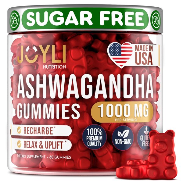Ashwagandha Gummies for Women & Men - Natural Calm Gummies with Ashwagandha Root Extract Vitamin C Zinc - Ashwagandha Herbal Supplement for Sleep Stress Balance - 60 Vegan Sugar Free Chews