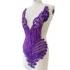 Handmade Stones Beads Bling Bright Crystal Patches Sew on Rhinestones Bodice lace Applique Accessories for Weding Dress Decorations (Purple)