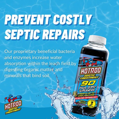 Hotrod Septic Tank Treatment 90-3 Month Supply Extends Septic System Life and Prevents Costly Repairs - Industrial Grade - Easy to Use