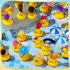 VercanMonth 24 Pcs Rubber Ducks Bath Toys with Wig and Blue Flower Sunglasses, Tiny Funny Rubber Ducks Bulk Cruise Ducks for Bath Shower Birthday Gifts Summer Pool Cruise Party Favors, Random Style