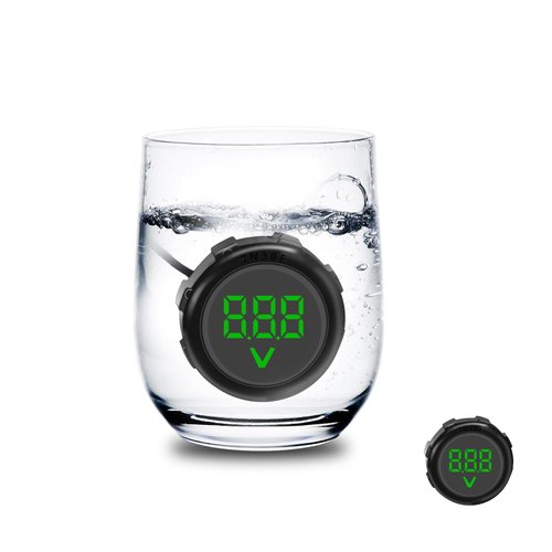 Waterproof Battery Monitor 12V 24V 36V 48V 60V 72V 84V Golf Cart Battery Meter LED Digital Display Voltage Gauges Round Voltmeters Tester Gauge Meter DC4-100V for Marine Car Motorcycle Truck Boat RV