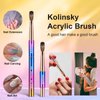 KEMEISI 2PCS Acrylic Nail Brush, Nail Liner Brushes&Size #08 100% Kolinsky Nail Art Brushes for Acrylic Application, Sturdy Handle Oval Shaped Acrylic Nail Design Tools for Professional Manicure DIY