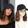 AliRobam Hat with Natural Wave hair Extensions attached for woman Baseball cap wig Short Mixed Brown Bob Hairstyle Adjustable Wig (Mbrown)