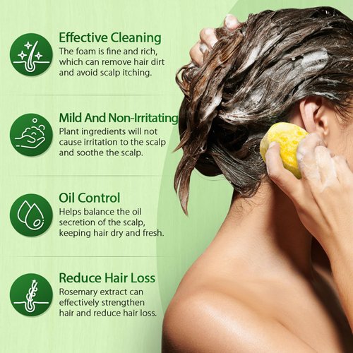 Rosemary Solid Shampoo and Conditioner Bar Set for Hair Growth, Straight Curly Oily Dry Hair Moisturizing Cleansing Zero Waste 2x80g Soaps 2 Wooden Holder Mother's Day Gift