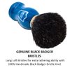 Parker Safety Razor 100% Black Badger Bristle Shaving Brush with Blue Wood Handle - Brush Stand Included