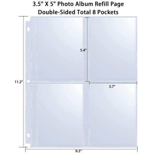 30 Pack 3.5x5" Photo Album Refill Pages for 3 Ring Binder,Ultra-Clear Photo Sleeves Holding 240 Pictures, Double-Sided 4 Pocket Photo Pages,Top Loading Photo Sheet Protector for Photos and Postcards