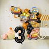 Construction 3rd Birthday Party Decorations, 9pcs Construction Birthday Number Foil Balloon for Construction Trucks 3rd Birthday Construction Theme Party Supplies (3rd)