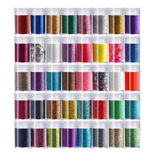 CIYOWTA Fine Glitter for Resin, Set of 40 Colors Glitter, Extra Fine Resin Glitter Powder, Arts and Craft Supplies Glitter, Ultra Fine Glitter for Nails, Body Glitter for Face Hair, Glitter Set