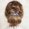 PRETTYLIFE Bridal Crystal Hair Comb Small Wedding Alloy Rhinestone Party Prom Hair Piece Accessories Elegant for Women Girls (Royal Blue + Silver)