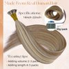 MioYio I Tip Hair Extensions Human Hair 30G/Pack Human Hair Itip Human Hair Extensions #P7/60A Pre Bonded I Tip Real Hair Extensions Long Straight Chocolate Brown to Caramel Blonde 14Inch