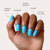 Glamnetic Press On Nails - Azure Blue | Opaque Bright Blue Short Round Fake Nails, Reusable | 12 Sizes - 30 Nail Kit