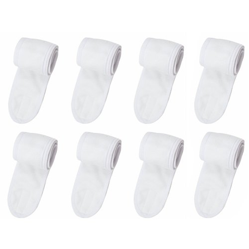 LIUMANG 8 Pack Spa Facial Headband Whaline Head Wrap Terry Cloth Headband Stretch Towel with Magic Tape for Bath, Makeup and Sport (White)