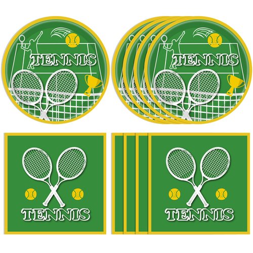 Tennis Party Decorations Tennis Ball Sports Games Party Decorations Tennis Themed Party Supplies Tableware Set Include Sports Plates and Napkins for Men Women Kids Baby Shower Decor