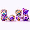 Role dice Liquid Core DND Dice Set, 7pcs Sharp Edge Dice for Role Playing Dungeons and Dragons Ttrpg with Gift Box, Handmade Resin D&D Dice RPG Role Playing Games Dice Set(Purple&Blue Quicksand)