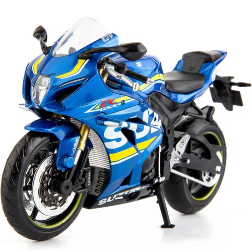 MSZ 1/12 Compatible for Suzuki GSX-R1000 Motorcycle Toy,Collector Motorcycle Modle with Display Stand,Toy Motorcycles for 3-9 Year Old Boys Blue