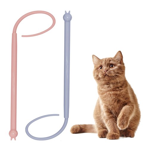 BRMSKFP Interactive Rope Cat Toys, Color Cat Teaser Indoor Kitten Stick Toys Cat Color Stick Toys, cat Play Chase Training Practice Kitten Fun Lines（Pink）