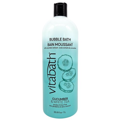 Vitabath Cucumber & White Tea Bubble Bath Rich Foaming Bubbly Soak & Relaxing Aromatherapy Moisturizing & Nourishing Indulgent Suds for Women & Men All Skin Types - 33.8 fl oz