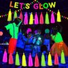 Qpout Neon Glow Party Supplies Includes Let's Glow Banner Neon Paper Tassels and Neon Triangle Banner Flags Glow in The Dark Party Supplies for Birthday Halloween Party Decorations