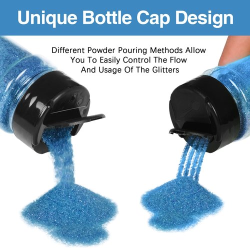 PIXGLITTER 4 Colors Fine Glitter Powder, Craft Glitter Powder Shake Jar for Resin Jewelry Art Crafts Making, Cosmetic Glitter for Nail Body Hair 1.5oz/Bottle (All Blue Set)