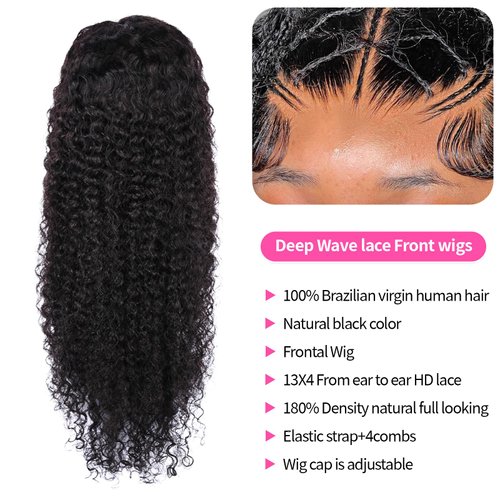 Anderah 13x4 Deep Wave Lace Front Wigs Human Hair 180% Density Deep Wave Frontal Wigs Human Hair ...