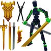 QAONIE 3D Printed 5.54-inch Multi-Jointed Action Figures Dummy13, Full Body Mechanical Movable Toy, Multiple Accessories, Hand Painted Figure, Desk Decoration, Creative Gifts (A-Black 2)
