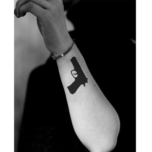 Oottati 2 Sheets Small Cute Temporary Tattoo Stickers Gun Arm for Men Women Teens