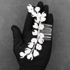 PRETTYLIFE Bridal White Hair Piece Elegant Ceramic Flower Silver Vine Hair Comb Accessories for Wedding Party