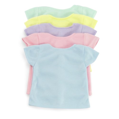 Emily Rose 18 inch Doll Clothes 5 Pack Pastel 18" Doll Spring Summer T-Shirts Tees Classic Value Bundle | Great Birthday Party Craft Activity | Gift Boxed! | fits Most 16-18" Dolls