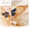 Brishow Gold Leaf Bride Wedding Hair Comb Rhinestone Hair Pieces Flower Bridal Hair Accessories for Women and Girls