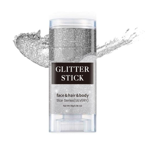 Melemando Body Glitter Stick 7 Colors Holographic Mermaid Sequins Chunky Face Glitter Stick Singer Concerts or Music Festival Rave Glitter Makeup for Face/Body/Hair/Eyes/Lip (05 Sliver)