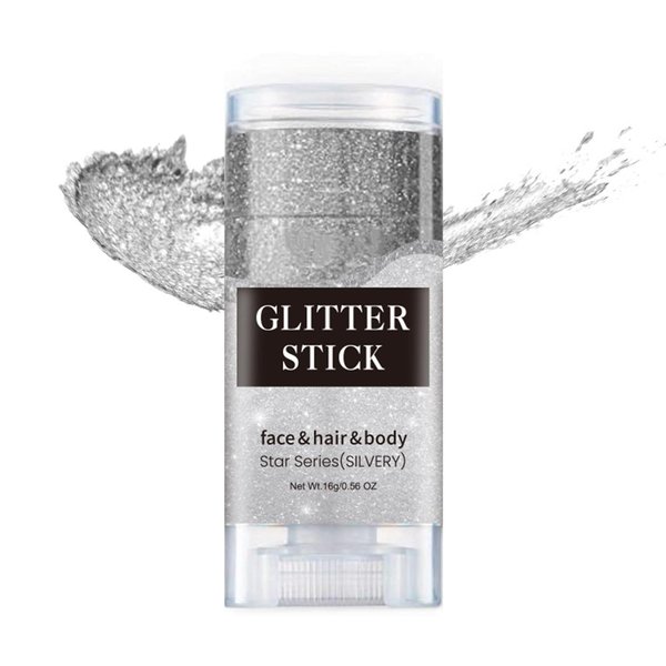Melemando Body Glitter Stick 7 Colors Holographic Mermaid Sequins Chunky Face Glitter Stick Singer Concerts or Music Festival Rave Glitter Makeup for Face/Body/Hair/Eyes/Lip (05 Sliver)