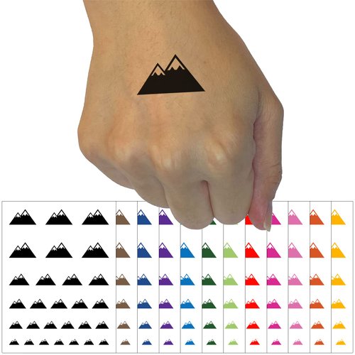 Snow Topped Mountains Temporary Tattoo Water Resistant Fake Body Art Set Collection - Light Blue (One Sheet)