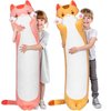 Mewaii Artist-Designed Ultra Soft Long Cat Plush Body Pillow, Extra Stuffing for Comfort, Premium Quality Stuffed Animal Gift for Girlfriend or Cat Lovers (Pink Cat Body Pillow 20 Inch)
