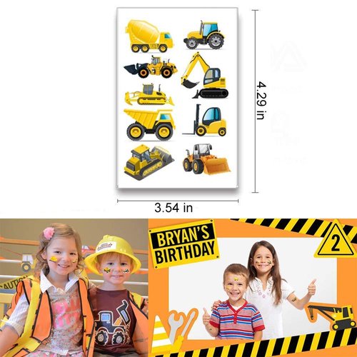 300PCS Construction Zone Party Favors Tattoos Temporary - Kids Construction Birthday Party Supplies Decorations Goodie Bags Stuffers Tractor Truck Body Stickers