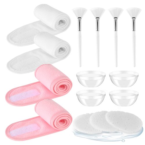 Esthetician Supplies for Facials set 15 Pieces Esthetic Sponges 4 Facial Brushes Esthetician 4 Facial Headbands Esthetician 4 Esthetician Bowls Facial for Facials Esthetician Supplies