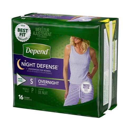 Small Overnight Depends Women's - Night Defense Incontinence Underwear,pack of 16
