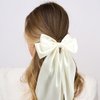 Chanaco Hair Bows (3 Count) - Hair Ribbon, Black, White, Pink Oversized & Long Tail Fabric Hair Accessories for Women & Girls - Comfortable & Non Slip Bows for Parties, Office, School, Travel