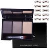 Eyebrow powder, 3-color eyebrow palette makeup to enhance eyebrows, eyebrow color powder with 10 eyebrow templates equipped with mirror for neutral eye makeup (002#)
