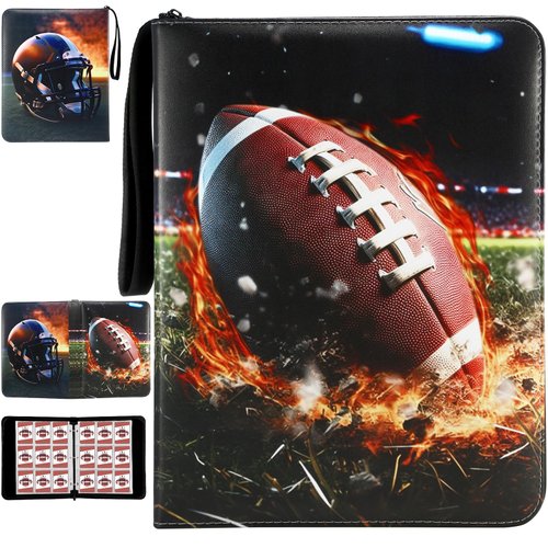 YDEPLVEO 900 Pocket Football Card Binder with Sleeves, Multicolor, 9 Pocket with 50 Removable Sleeves Zipper Book Folder Collector Album 3 Ring Binder Organizer Storage Kids Gift