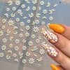 Flower Nail Art Stickers Decals Cute Daisy Embossed Nail Stickers Cute White Daisy Floral Petals Design Self-Adhesive Nail Decals Jelly Nails Manicure Slider for Summer Nail Art Decorations Supplies