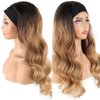 LEOSA Ombre Headband Wig Body Wave Blonde Synthetic Wig with Headband Real Wigs,Long Wavy Ombre Wigs for Black Women Blonde Wavy Headband Wig