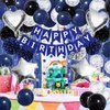 ZERODECO Birthday Party Decorations for Men, Black Navy Blue Silver Happy Birthday Banner Pompoms Balloon Arch Fringe Curtain Party Décor for Men Boys Women Girls Birthday Party Decorations Kit