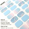 DUKASOU Semi Cured Gel Nail Strips, 28 pcs Gel Nail Strips Work with Any UV Lamp, Long Lasting Gel Nail Stickers Full Nail Wraps, Salon Quality, Easy to Apply（Summer Blue)