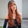 BERON Orange Wigs Long Wig Orange Wigs for Women Ginger Wigs Long Wavy Wig Orange Wig for Daily Party Wig Cap Included